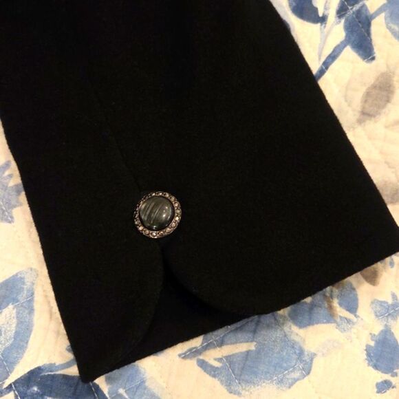 Vintage Women's Wool Dress Coat Faux Fir Collar Black 3/4 Length Plus Size 16 - Picture 7 of 11